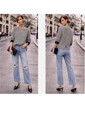 ROSEANNA Paris houndstooth net a porter cozy style jacket top $465 fr-34 / us-4
